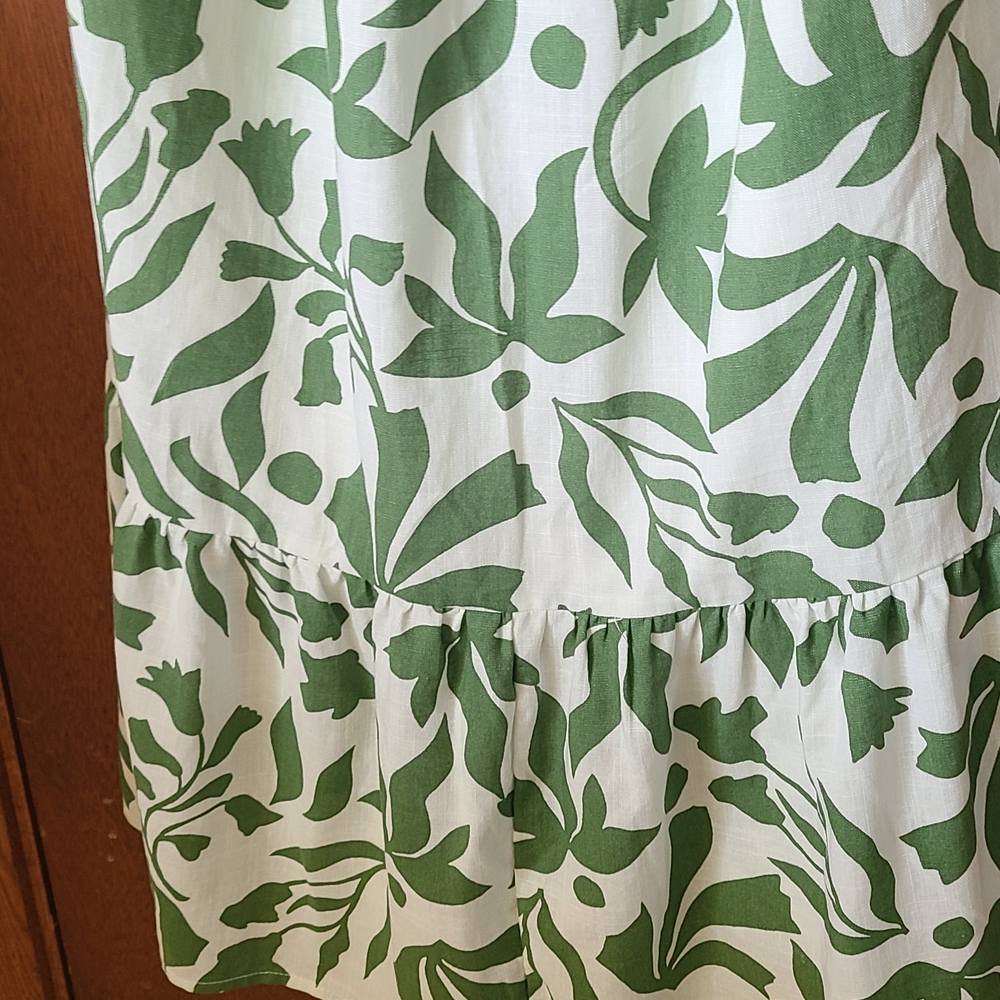 Time and Tru Green and White Midi Dress